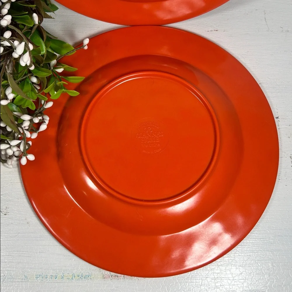 Gianna’s Home Plates Melamine Rustic Orange Plate Set Farmhouse Orange Plates